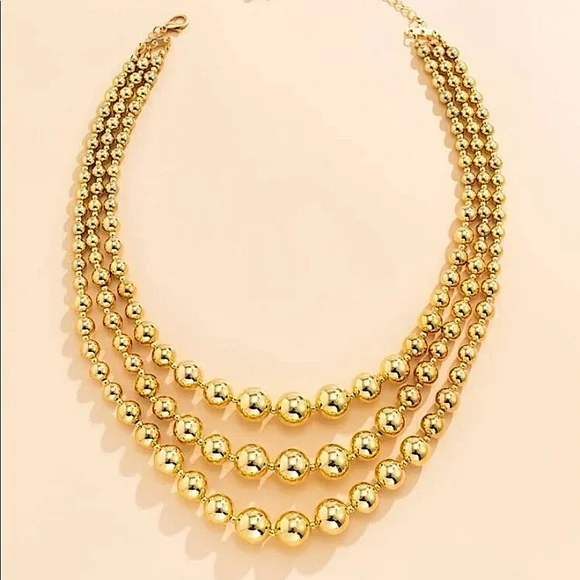 Beaded Multilayer Gold Plated Choker Necklace - Picture 6 of 8